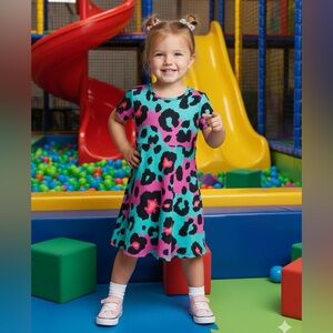 Girls Cow Print Dress Black Teal Pink | Southern Stitch Boutique Outfit